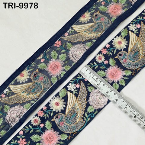 9 Yard Embroidery Pigeon Bird Ribbons Trims Embroidered Denim Fabric Border Theatrical Costumes Christmas Sewing Holiday Decorations 9 cm
