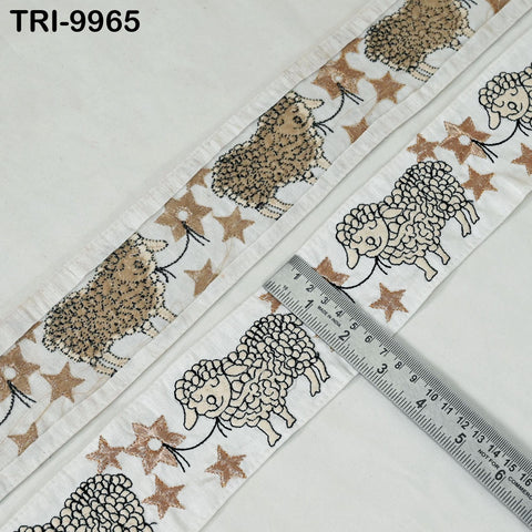 9 Yard Embroidery Ribbon Trims Embroidered Sheep Fabric Border Crafting Theatrical Costumes Christmas Sewing Holiday Decorations 6 cm White