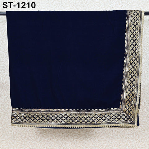 Navy Blue Velvet Shawl Dupatta Embroidery on edges Gift for Women Embroidered Chunni Bridal Veil Lehenga Embroidery Festival Punjabi Wedding