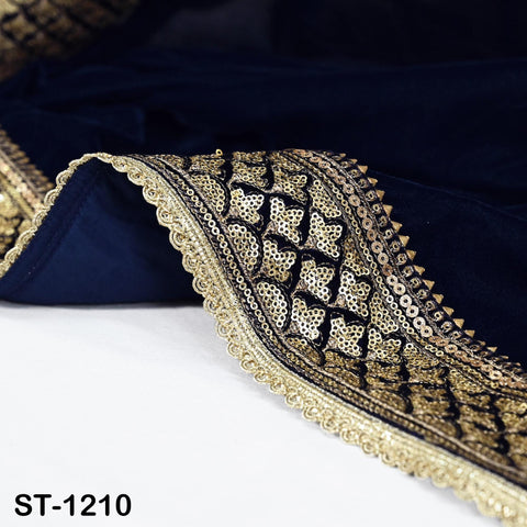 Navy Blue Velvet Shawl Dupatta Embroidery on edges Gift for Women Embroidered Chunni Bridal Veil Lehenga Embroidery Festival Punjabi Wedding