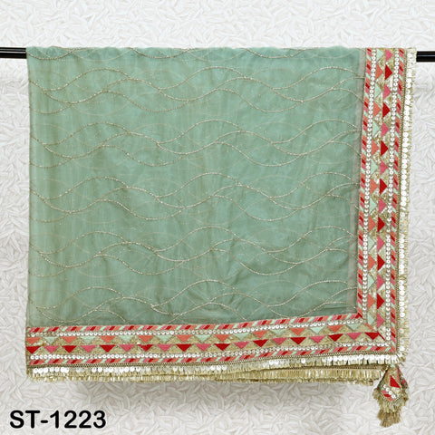 Mint Organza Designer Dupatta for women, Bridal Wedding lehenga Chunni/Veil Beads Sequin Scarf Indian Ethnic Dress Stole Gift Bridesmaid