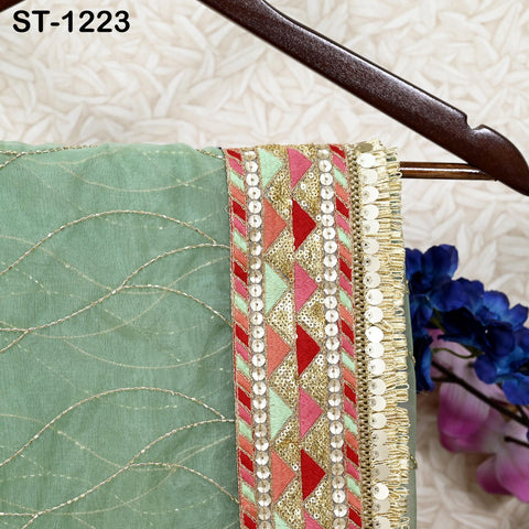 Mint Organza Designer Dupatta for women, Bridal Wedding lehenga Chunni/Veil Beads Sequin Scarf Indian Ethnic Dress Stole Gift Bridesmaid