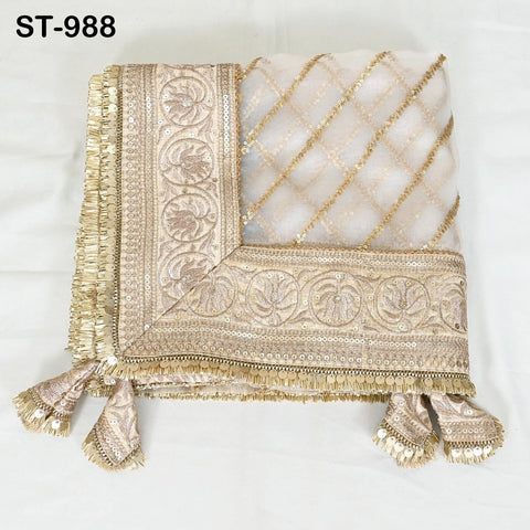 Ivory Dupatta Silk Organza Gotta Patti Dupatta Light Weight Indian Bride Wedding Lehenga Chunni Veil Scarf Festive Dress Gifts for Women