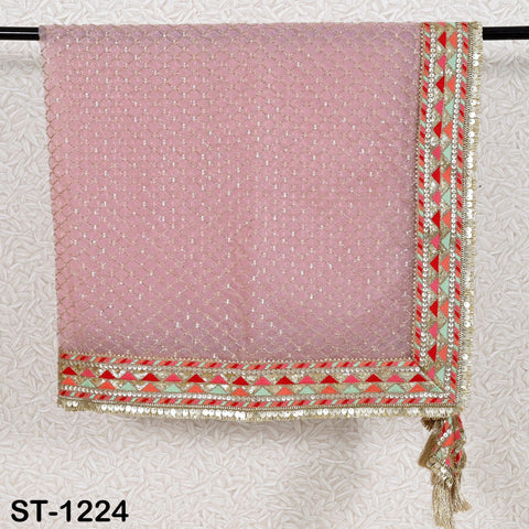 Pink Organza Designer Dupatta for women Bridal Wedding lehenga Chunni/Veil Beads Sequin Scarf Indian Ethnic Dress Stole Gift Bridesmaid