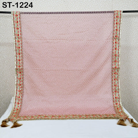 Pink Organza Designer Dupatta for women Bridal Wedding lehenga Chunni/Veil Beads Sequin Scarf Indian Ethnic Dress Stole Gift Bridesmaid