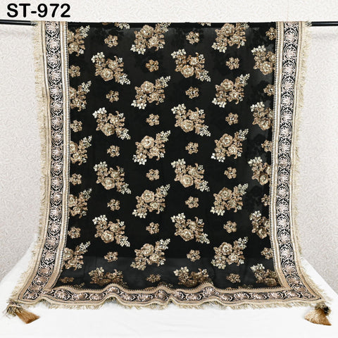 Black Dupatta Georgette Women Bridal Wedding lehenga Heavy Chunni Veil Sequin Scarf Indian Dresses Woman Costumes Gift Her Bridesmaid