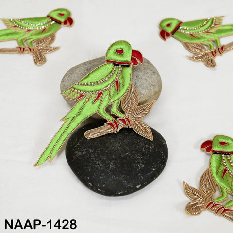 2 Pair Decorative Gold Peacock Zardozi Patches Appliques Dresses Embroidered Indian Handmade Sewing DIY Crafting Sewing Clothing Accessory