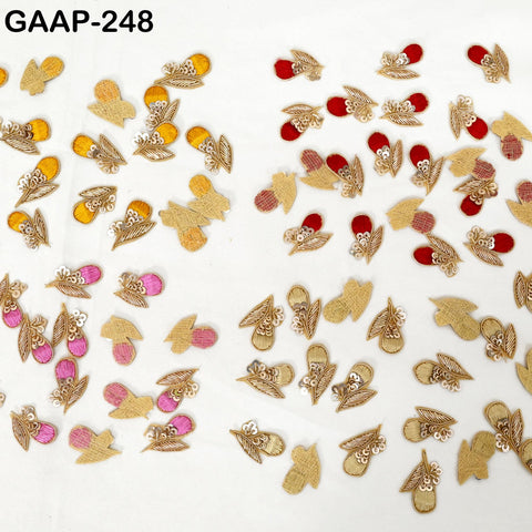 20 Pc Gold Red Patches | 3.5 cm Flower Applique | Indian Craft Supplies for DIY Sewing, Home Décor, Jewelry Making & Creative Project