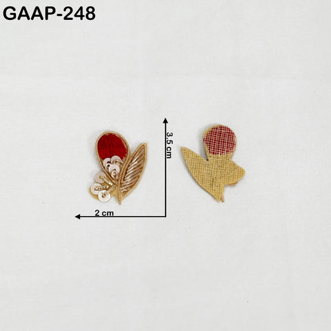 20 Pc Gold Red Patches | 3.5 cm Flower Applique | Indian Craft Supplies for DIY Sewing, Home Décor, Jewelry Making & Creative Project