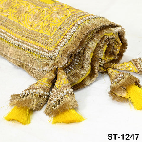 Yellow Dupatta Handcrafted Chiffon Indian Bridal Wedding lehenga Heavy Chunni Veil Gota Patti Sequin Scarf Dress Gift Her Bridesmaid