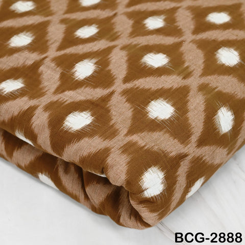 Brown Indian Ikat Cotton fabric sold by Yard Double Ikat Handwoven Yarn Dyed Kids Summer Dresses Women Handloom Home Furnishing Curtains