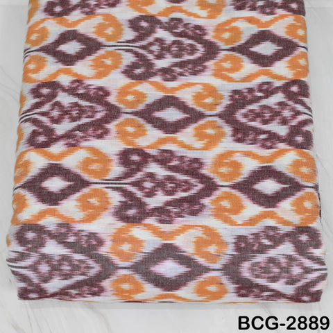 Peach Indian Ikat Cotton fabric sold by Yard Handwoven Yarn Dyed Kids Summer Dress Handloom Home Furnishing Curtains Pillows Apparel