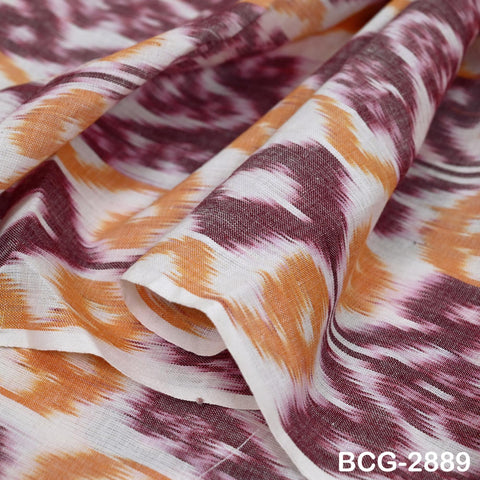 Peach Indian Ikat Cotton fabric sold by Yard Handwoven Yarn Dyed Kids Summer Dress Handloom Home Furnishing Curtains Pillows Apparel