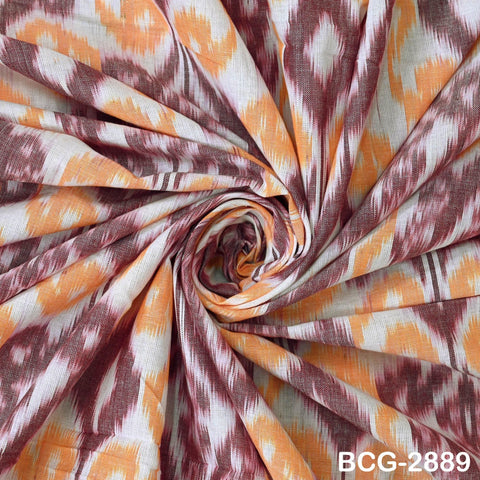 Peach Indian Ikat Cotton fabric sold by Yard Handwoven Yarn Dyed Kids Summer Dress Handloom Home Furnishing Curtains Pillows Apparel