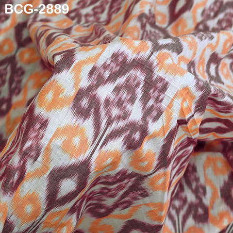 Peach Indian Ikat Cotton fabric sold by Yard Handwoven Yarn Dyed Kids Summer Dress Handloom Home Furnishing Curtains Pillows Apparel