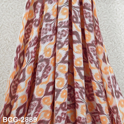Peach Indian Ikat Cotton fabric sold by Yard Handwoven Yarn Dyed Kids Summer Dress Handloom Home Furnishing Curtains Pillows Apparel