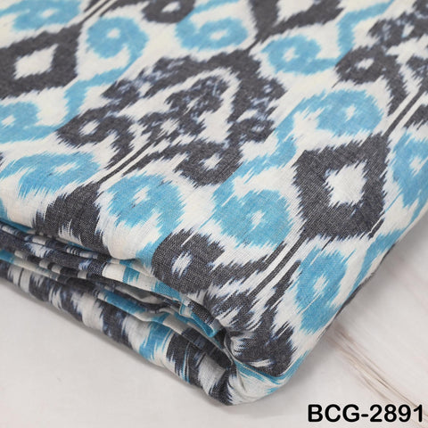 Blue Indian Ikat Cotton fabric sold by Yard Handwoven Yarn Dyed Kids Summer Dress Handloom Home Furnishing Curtains Pillows Apparel