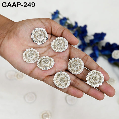 50 Handmade Sequin Flower Appliques: Indian Sewing Patches, DIY Embellishments