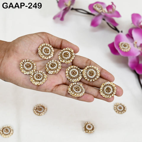 50 Handmade Sequin Flower Appliques: Indian Sewing Patches, DIY Embellishments