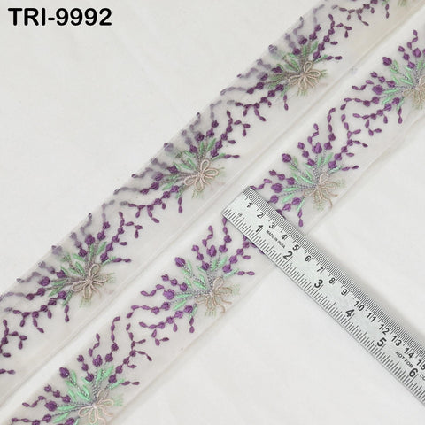 9 Yard Indian Embroidery Ribbon Sari Embellishments Embroidery 5cm Trims Saree Border Sewing DIY Crafting Trimmings Headbands Junk Journals