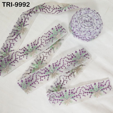 9 Yard Indian Embroidery Ribbon Sari Embellishments Embroidery 5cm Trims Saree Border Sewing DIY Crafting Trimmings Headbands Junk Journals