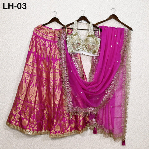 Magenta Brocade Banarasi Lehenga Choli with dupatta Ready-to-Wear Indian Outfit Women Costumes Wedding Bridesmaid Party Engagement, Festival