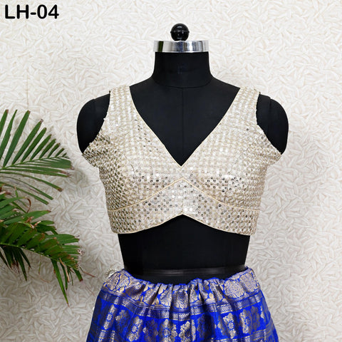 Blue Brocade Banarasi Lehenga Choli with dupatta - Ready-to-Wear Indian Outfit Women Costumes Wedding Bridesmaid Party Engagement, Festival