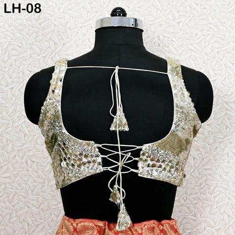 Red Brocade Banarasi Lehenga Choli with dupatta - Ready-to-Wear Indian Outfit Women Costumes Wedding Bridesmaid Party Engagement, Festival