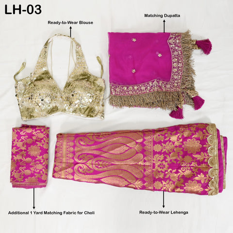 Magenta Brocade Banarasi Lehenga Choli with dupatta Ready-to-Wear Indian Outfit Women Costumes Wedding Bridesmaid Party Engagement, Festival