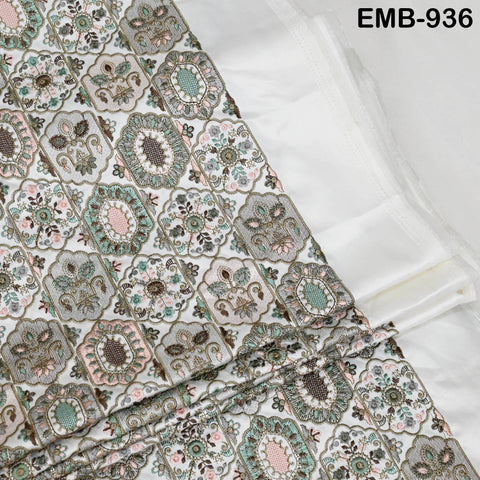 Ivory Embroidery Fabric by the yard Sewing Crafting Indian Wedding Dress Regency Reticules Victorian Handbags Marie Antoinette Junk Journals