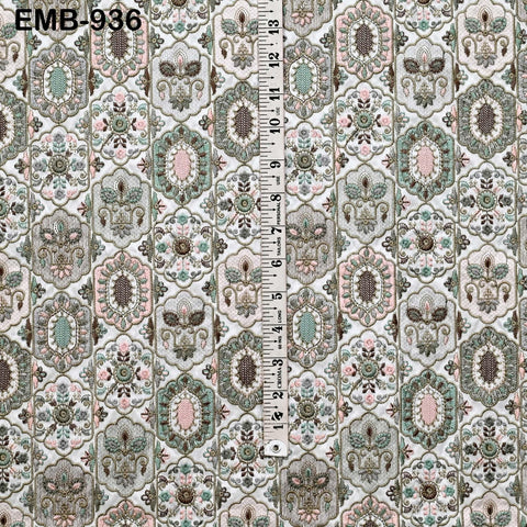 Ivory Embroidery Fabric by the yard Sewing Crafting Indian Wedding Dress Regency Reticules Victorian Handbags Marie Antoinette Junk Journals