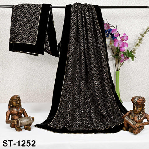 Black Velvet Embroidered Shawl Dupatta for Bridal Wear, Wedding Stole, Groom Sherwani Heavy Geometric Embroidery Scarf, Festive Wrap