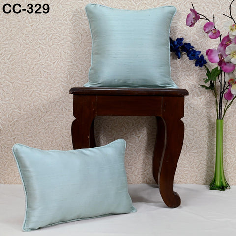 Powder Blue Dupioni Silk Rectangle Pillowcase | Cushion Cover Handmade | Pure Silk Throw Pillow | Home decor Gift HouseWarming Bridal Shower