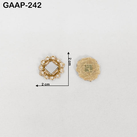 50 Pcs Mirror Embellishment Patch for Bridal Saree Lehenga | Kundan Applique with Pearl & Gold | Handcrafted Indian Wedding Dress Supplies