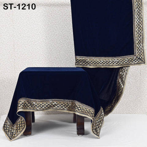 Navy Blue Velvet Shawl Dupatta Embroidery on edges Gift for Women Embroidered Chunni Bridal Veil Lehenga Embroidery Festival Punjabi Wedding