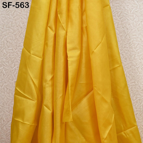 Bright Yellow Pure Tussar Silk Fabric by the yard Indian Plain Raw Silk Wild Natural Handmade Peace Silk Tussah Wedding Dress Material