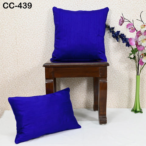 Royal Blue Pure Silk Square Pillowcase with Frill | Euro Sham 26x26 Dupioni Cushion Cover Throw pilow | Home Decor Gift HouseWarming Wedding