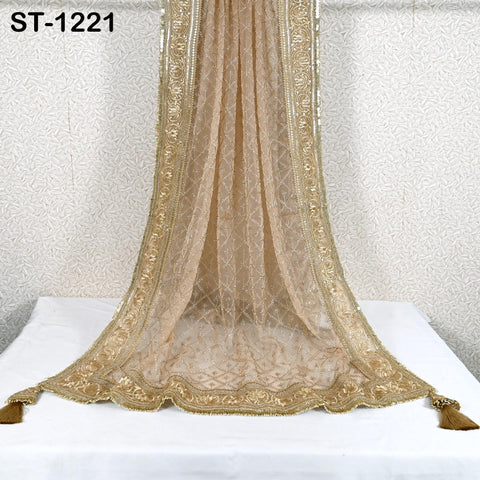 Champagne Organza Designer Dupatta for women Bridal Wedding lehenga Chunni/Veil Beads Sequin Scarf Indian Ethnic Dress Stole Gift Bridesmaid