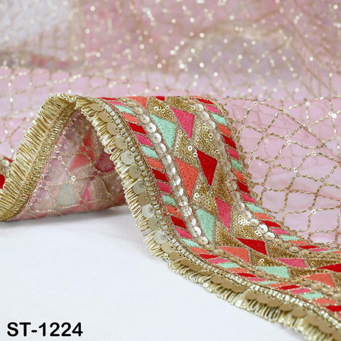 Pink Organza Designer Dupatta for women Bridal Wedding lehenga Chunni/Veil Beads Sequin Scarf Indian Ethnic Dress Stole Gift Bridesmaid