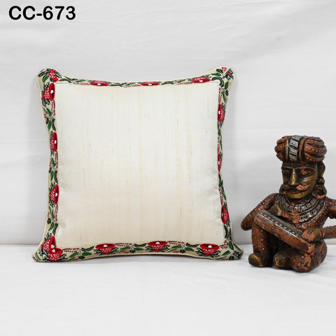 Christmas Bell Dupioni Silk Cushion Cover – Ivory Holiday Decor | Festive Throw Pillow | Handmade by Hathkargaha