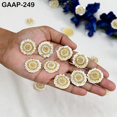50 Handmade Sequin Flower Appliques: Indian Sewing Patches, DIY Embellishments