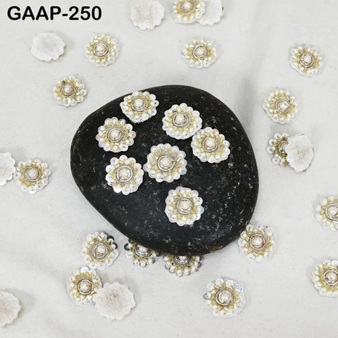 50 Handmade Sequin Flower Appliques (2 cm) : Indian Sewing Patches, DIY Embellishments