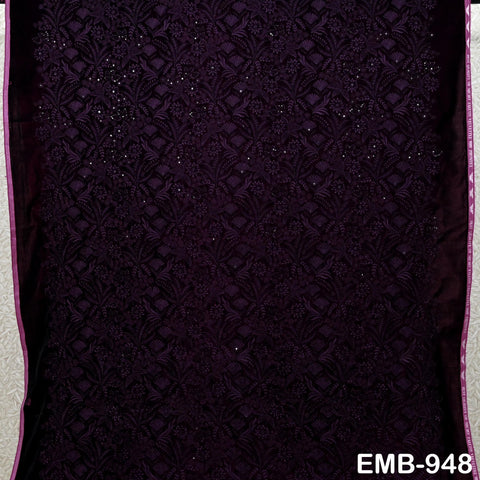 Wine Indian Embroidered Velvet Fabric by the yard Sewing DIY Crafting Wedding Shift Dresses Theatrical Costumes Longline Jackets Waistcoat