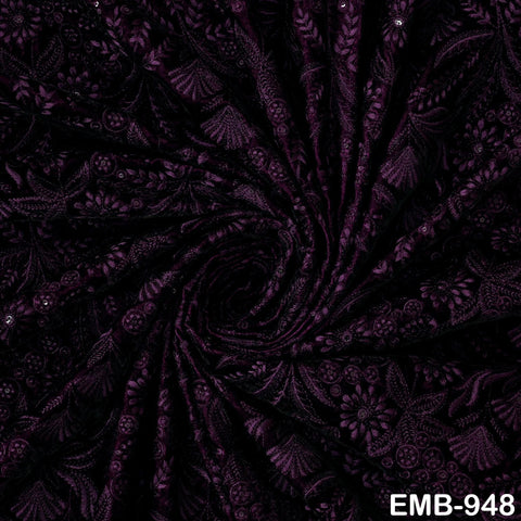 Wine Indian Embroidered Velvet Fabric by the yard Sewing DIY Crafting Wedding Shift Dresses Theatrical Costumes Longline Jackets Waistcoat