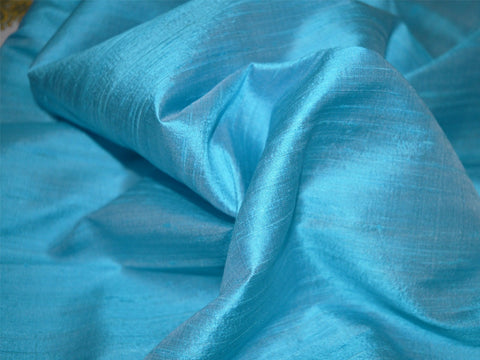 Light Turquoise Blue Indian Pure Dupioni Silk Raw Silk Fabric by the Yard, Wedding Dress Fabric, Women Dress Fabric
