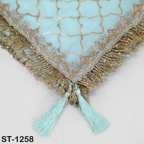 Ice Blue Georgette Dupatta for Women, Bridal Wedding lehenga Heavy Chunni Veil Sequin Scarf, Indian Ethnic Dress Costume Bridesmaid's Gift