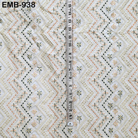 Embroidered Fabric by the yard Sewing DIY Crafting Indian Black Embroidery Wedding Dress Costumes Dolls Cushion Covers Table Runner Blouses