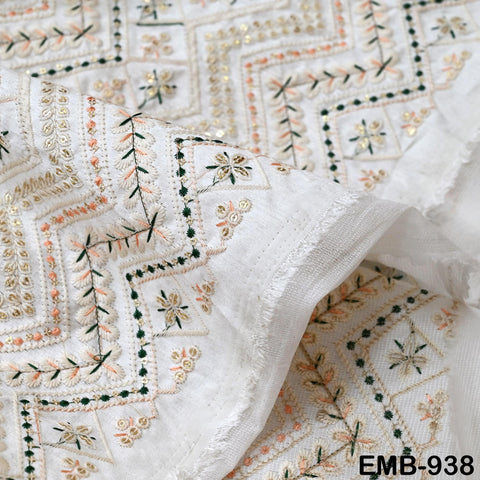 Embroidered Fabric by the yard Sewing DIY Crafting Indian Black Embroidery Wedding Dress Costumes Dolls Cushion Covers Table Runner Blouses