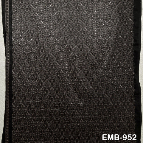 Black Indian Embroidered Velvet Fabric by the yard Sewing DIY Crafting Wedding Shift Dresses Theatrical Costumes Longline Jackets Waistcoat