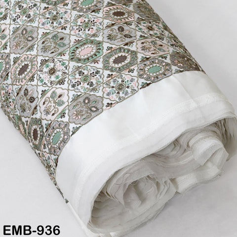 Ivory Embroidery Fabric by the yard Sewing Crafting Indian Wedding Dress Regency Reticules Victorian Handbags Marie Antoinette Junk Journals